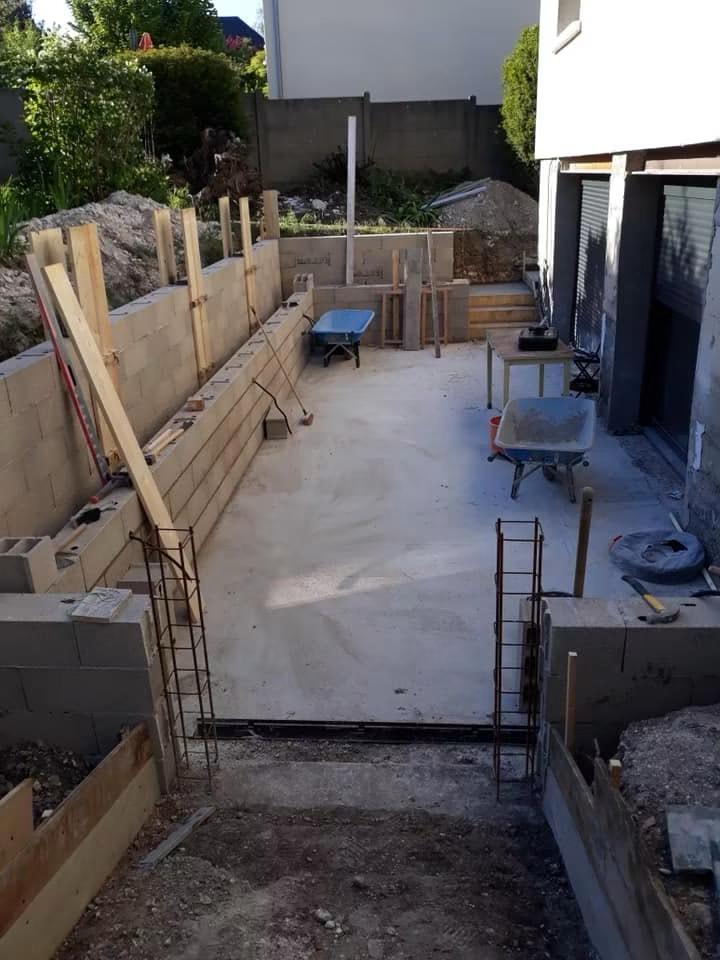 Terrasses, maçonnerie, accès et ouvrages extérieurs.